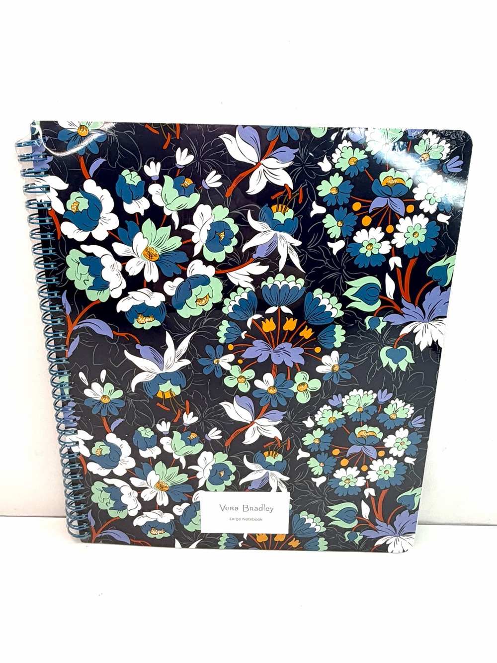 Vera Bradley Blue Floral Burst Large College Lined Spiral Notebook
